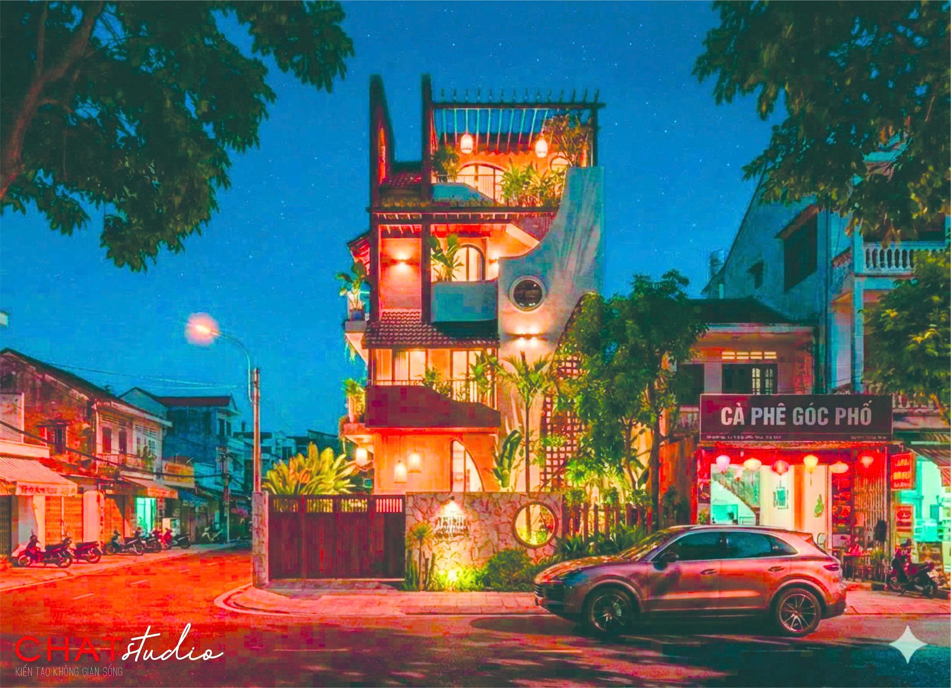 Công trình thực tế hoàn thiện về đêm
